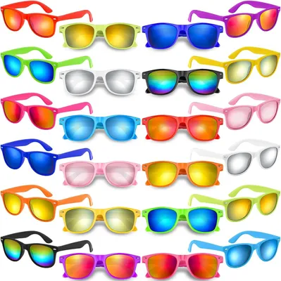 Zdjęcie produktu dla Neonowe okulary przeciwsłoneczne 12 sztuk, ochrona UV400, materiał PP, na imprezę