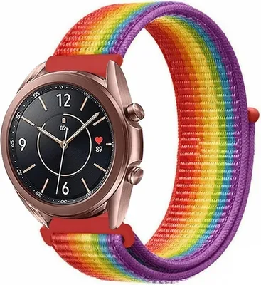 Produktbild von Strap-it Samsung Galaxy Watch 3 41mm Nylon Armband (Regenbogen)