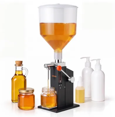 Produktbild von VEVOR Manuelle Abfüllmaschine 5-60 ml Flüssigkeitsfüller mit 10 L Trichter, Abfüllanlage für Getränke Öl Honig Shampoo & Lotion, Kohlenstoffstahlgehäuse, Tropfschutzdüse, Verstellbarer Flaschenständer