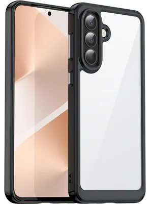 Image de Coque pour Samsung Galaxy A37, dos transparent, coque de protection en silicone TPU résistante aux chocs, noire