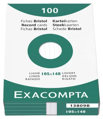 Productafbeelding van EXACOMPTA 13809B Indexkaarten, DIN A6, geribbeld, wit