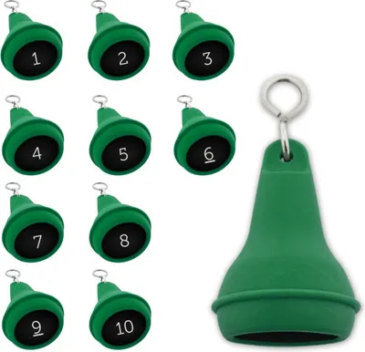 Produktbild von CombiCraft Mayfair Schlüsselanhänger Grün 70x40 mm - 10er Pack mit den gravierten Zahlen 1-10