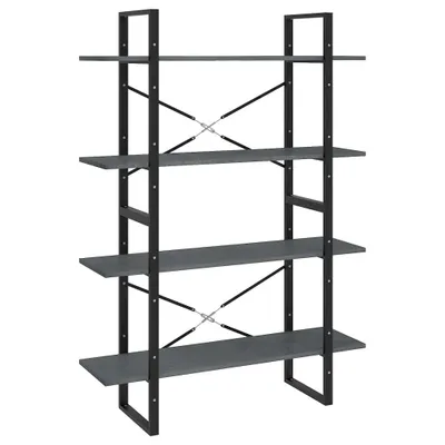 Produktbild von Bücherregal 4 Böden Grau 100x30x140 cm Massivholz Kiefer