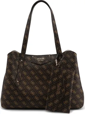 Produktbild von Guess Tasche BRENTON GIRLFRIEND SATCHEL SET Shopping Bag mit goldfarbenen Metalldetails und abnehmbarer Pochette