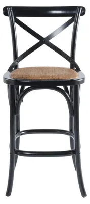 Image de SIGNATURE - Chaise de comptoir en bois massif et cannage L50 cm - BISTROT