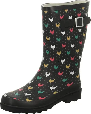 Produktbild von Jewels of Style Damen-Gummistiefel Motiv Hühner Schwarz-Mehrfarbig, Farbe:schwarz, EU Größe:42