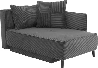 Produktbild von Schlafsofa - Grau - Cord - mit Gästebettfunktion und Bettkasten - mit Kissen