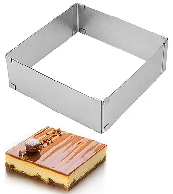 Produktbild von Verstellbarer Mousse-Ring aus Edelstahl – Rechteckiger Kuchenring 15–28 cm, Quadratische Backform für Kuchen & Torten