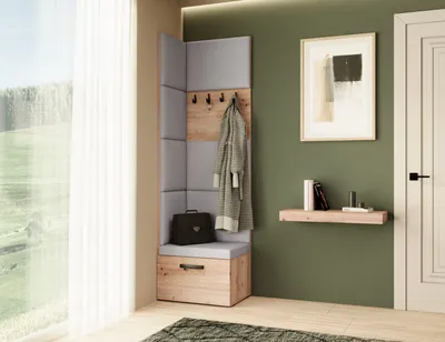 Produktbild von Garderobe MARGARET V, Farbe: Artisan+Jasmine90 mit gepolsterten Paneelen und Kleiderhaken