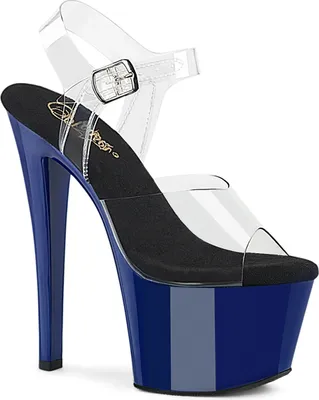 Produktbild von SKY-308 y Pleaser High-Heels Plateausandaletten klar königsblau Innensohle