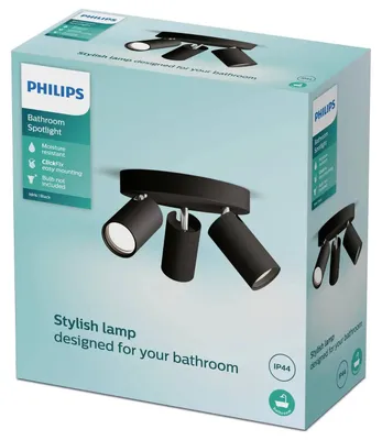 Produktbild von Philips Idris Decken-/Wandspot 3x, Schienenlichtschranke, GU10, 3 Glühbirne(n), LED, 220-240 V, Schwarz