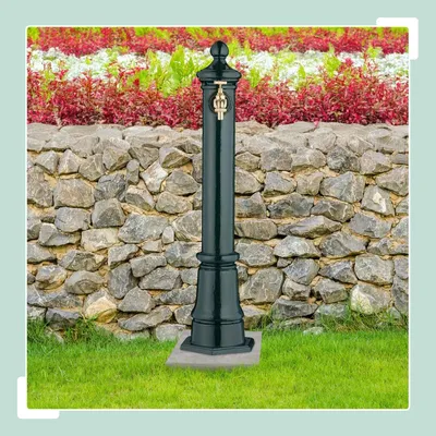 Obrázok produktu pre Záhradná fontána z antického kovu s kohútikom, 80 cm