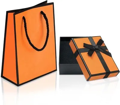 Immagine prodotto di Scatole regalo arancioni, confezione da 2, ideali per compleanni e feste, in carta