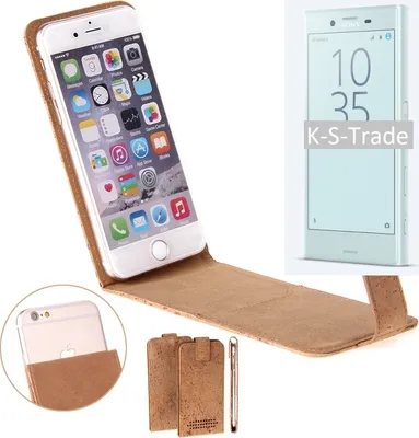 Produktbild von K-S-Trade Handy Hülle kompatibel mit Sony Xperia X Compact Kork-Hülle Flipstyle Case Schutz Hülle Kork Case Hülle Flip cover Klapphülle Tasche,