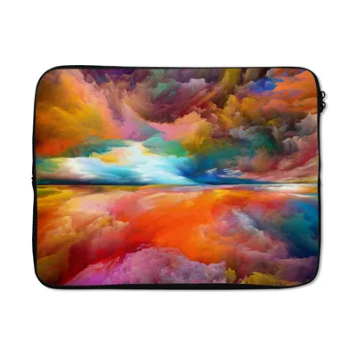 Produktbild von MuchoWow® Laptop Hülle 17 Zoll Laptoptasche Gemälde - Ölgemälde - Abstrakt - Wolken - Zipper - Schutzabdeckung