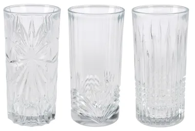 Imagen del producto de Juego de 3 vasos Excellent Houseware, de vidrio, 7x14 cm, 380 ml, transparentes