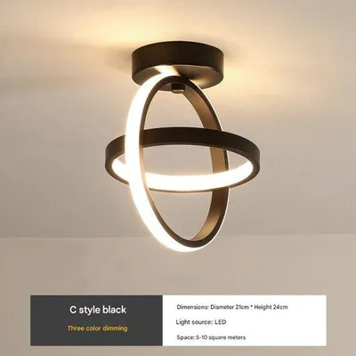 Zdjęcie produktu dla Minimalistyczna lampa LED, styl C, czarna, idealna do salonu, korytarza, przedpokoju, mała, nowoczesna, oświetlenie wewnętrzne.
