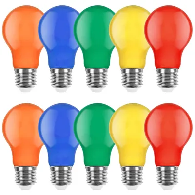 Produktbild von 10er Set farbige LED Leuchtmittel Birnenform 3W = 25W E27 Rot Gelb Grün Blau Orange auch Außenbereich