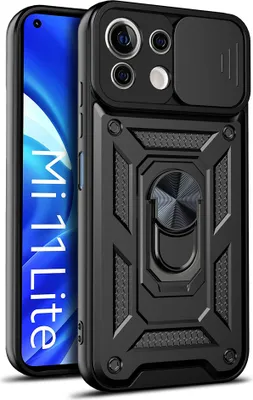 Produktbild von Xiaomi Mi 11 Lite Hülle mit 360° Drehbarer Magnetische Ring Ständer Halter Dia Kameraschutz TPU Bumper Silikon Schutzhülle für Xiaomi Mi 11 Lite 5G Schwarz