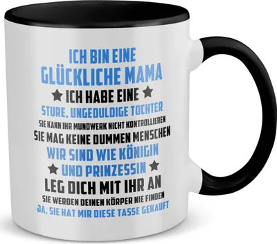 Produktbild von 22Feels Mama Geschenk von Tochter Muttertag Geburtstag Mutter Tasse Weihnachten Frauen Kaffeetasse Haferl (Weiss-Schwarz)