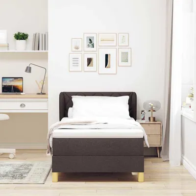 Produktbild von "Winterschlussverkauf "Boxspringbett/Bettrahmen - CLORIS - Einzelbett - mit Matratze Dunkelbraun 90 x 200 cm - Einfache Montage - Stoff - NeuMöbel8186759