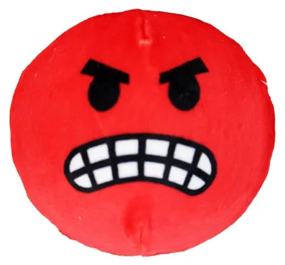 Produktbild von Wütender Smiley Ball aus Plüsch rot - ca. 9 cm