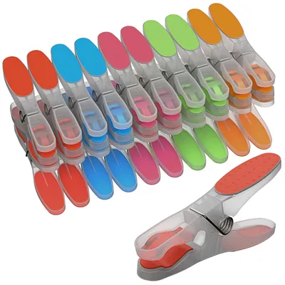 Image de PORTENTUM, pinces à linge antidérapantes avec silicone, 20 pièces, multicolores - Douces et résistantes