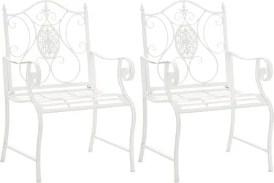 Immagine prodotto di set di 2 sedie da giardino nostalgiche - sedie da esterno - di facile manutenzione | colore: bianco