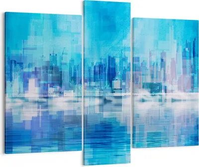 Produktbild von Bild auf Leinwand - Leinwandbild - Stadt Aussicht Wasser - 95x80cm - Wand Bild - Wanddeko - Leinwanddruck - Bilder - Kunstdruck - Wanddekoration - Leinwand bilder - Wandkunst - CB95x80-3488