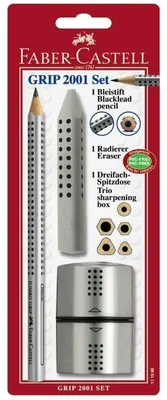 Produktbild von Faber Castell Bleistift Grip Jumbo B silber Rad+Spitzer