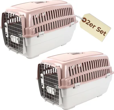 Produktbild von 2er Set Transportbox IATA Flugbox Flugzeug Hundebox Hunde Transportbox Hund für 2 Tiertransportbox Hundetransportbox Gr. L