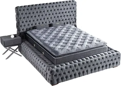 Produktbild von OXFORD Polsterbett 160x200 - Farbe: Grau - Set: Bettkasten-Kopfteil - Matratze