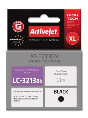 Produktbild von Activejet AB-3213BN Tintenpatrone (Ersatz für Brother LC3213BK; Höchst; 11 ml; schwarz)