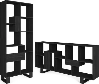 Produktbild von Bücherregal Bibliothek, 67x31x174cm, Industriedesign, Schwarz