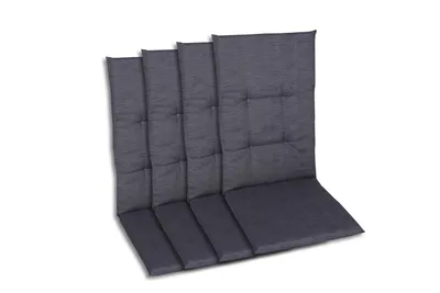 Produktbild von GO-DE Textil, Sesselauflage Hochlehner, 4er Set, Farbe: grau, Maße: 118 cm x 48 cm x 5 cm, Rueckenhoehe: 70 cm