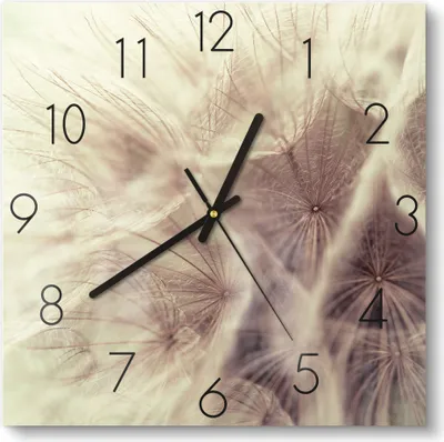 Produktbild von DEQORI Glasuhr 30x30 cm Zahlen 'Zarter Samenflug' Wanduhr Glas Uhr Design leise Küchenuhr