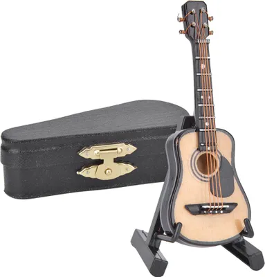 Productafbeelding van Miniatuur akoestische gitaarmodel, mini-houten decoratie, model van een muziekinstrument, 8 cm