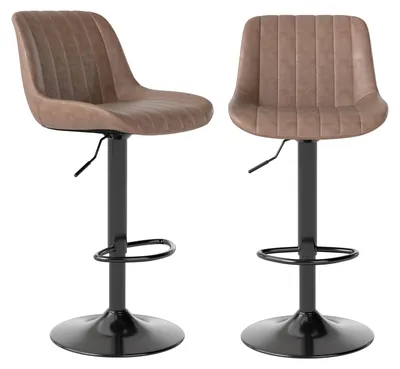 Productafbeelding van Set van 2 Hoogte Verstelbare Barstoelen met Rugleuning, PolyurethanLeer