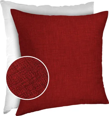 Produktbild von Dekokissen Kissenhülle mit Reißverschluss Sofakissen 40x40cm mit Füllung Einfarbig Leinenoptik Uni Rot