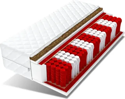 A cutaway view of a mattress showing its internal structure.