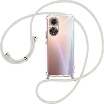 Produktbild von Handykette Backcover-Schutzhülle mit Band (Metall silberfarben) für Honor 50 (NTH-AN00) - broken white