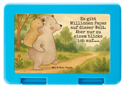 Produktbild von Mr. & Mrs. Panda Bento Box Papa Bär Design - Weiß - Geschenk, Snackbox, Muttertag, Vorratsdose, Bentobox, Vatertag, Lunchbox, Pausenbox, Geburtstag
