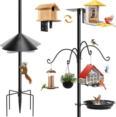 Zdjęcie produktu dla Karmnik zewnętrzny (234 cm), regulowany, solidna metalowa podstawa z 5 kołkami, taras, dekoracja ogrodowa (bez budki dla ptaków)