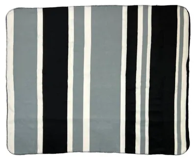 Produktbild von Fleecedecke Reisedecke Picknickdecke - 150 x 120 cm - 322 g - Schwarz, Weiß und Grau gestreift - Für Ausflüge und Picknick