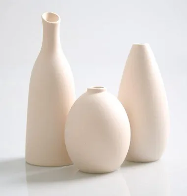 Zdjęcie produktu dla Wazony ceramiczne – zestaw 3 wazonów – 10, 15 i 19 cm – trawa pampasowa – eleganckie – suszone kwiaty – świeże kwiaty – ceramika – beżowe