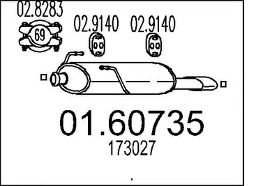 Produktbild von MTS 01.60735 Endschalldämpfer passend für PEUGEOT 206 Schrägheck (2A/C) Auspuff
