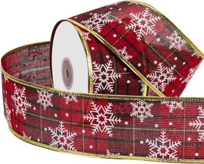 Obrázok produktu pre Červená zelená šachovnicová stuha Snowflake Design 63mm 22m【►Kúpiť na