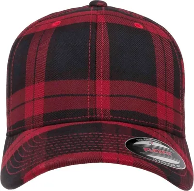 Image de Flexfit By Yupoong Casquette de Baseball Motif Tartan RW7539 (S/M) (Noir/Rouge)