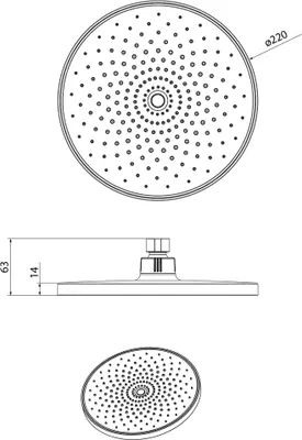 Obrázok produktu pre Sprchová hlavica, priemer 220 mm, ABS/čierna matná