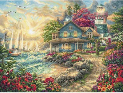 Produktbild von Letistitch Kreuzstich Set "Sonnenaufgang am Meer", Zählmuster, 32x42cm